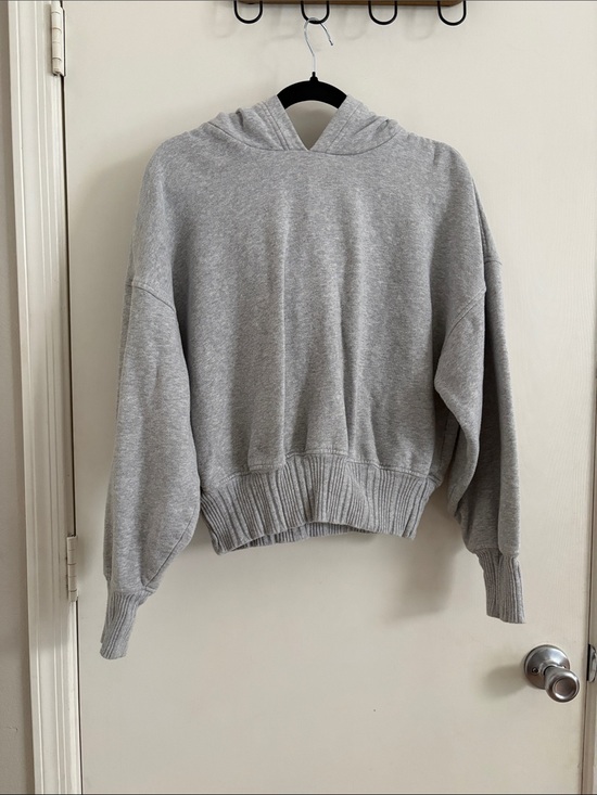 aerie Sweaters - Aerie Cropped Gray Hoodie SZ S Cozy Streetwear Gym Clean Girl Minimalist